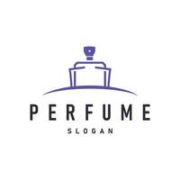 perfume logo design perfume with a simple minimalist bottle concept line templet product brand concept vector