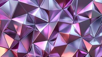 Metallic purple low poly triangles creating abstract background photo