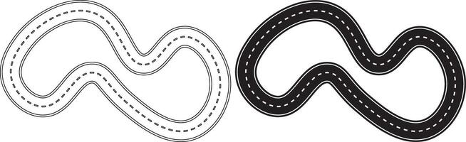 top view racing circuit icon set vector