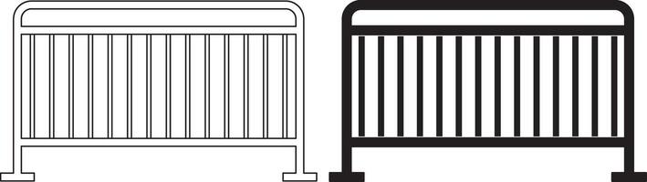 outline silhouette Crowd control barriers icon set vector