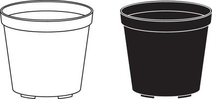 outline silhouette empty Flowerpot icon set vector