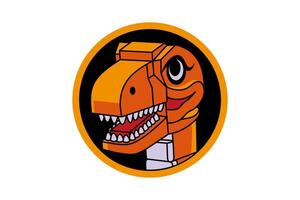 dino icon with toy block style vector