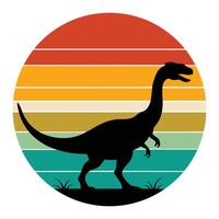 dinosaur silhouette on retro vintag style vector