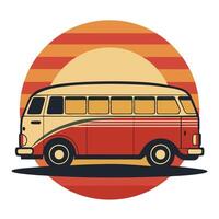 Bus on retro vintage style Tshirt design vector