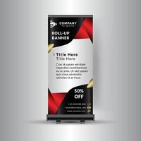 Roll-up banner template with title and content sections for advertisement vector