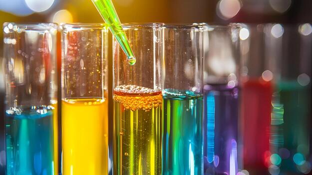 Scientist adding liquid with pipette in test tube during experiment in laboratory photo