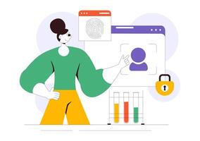 Illustration of Forensic Science Technology with Biometric and Server Security vector