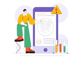 Forensics Technology Illustration of Biometric Access and Digital Data Analysis vector