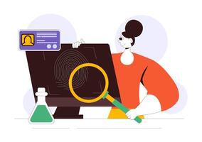 Biometric Security and Data Recovery in Forensics Technology Illustration vector