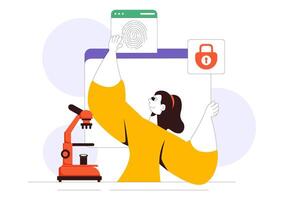 Illustration of Forensics Technology with Biometric Access and Data Recovery System vector