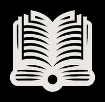 An open book icon on a dark background vector