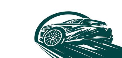 A sports car is driving through a tunnel on a white background vector