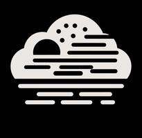 A black and white illustration of a cloud with a sun vector