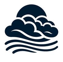 A black and white image of a cloud and waves vector