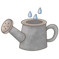 Watering can with tiny raindrops falling on it vector