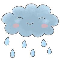 Adorable cloud with soft raindrops vector