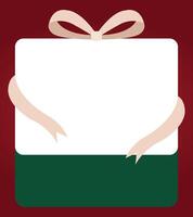 White Green Sale Label with Cream Ribbon on Red Gradient Background vector