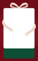 Vertical White Green Sale Label with Cream Ribbon on Red Gradient Background vector