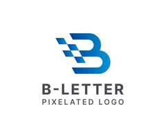 B letter pixelated digital technology logo design. vector