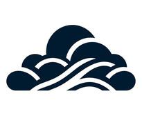 A black and white logo of waves and clouds vector