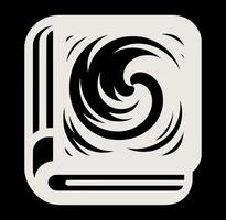 A black and white image of a book with a spiral vector