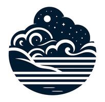 A night sky with clouds and waves vector