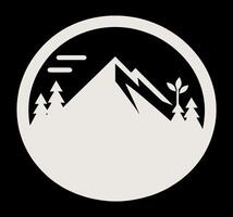A mountain and trees in a circle vector