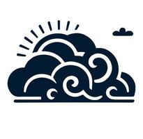 Clouds and sun icon, illustration vector