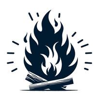 A campfire with a log on top of it vector