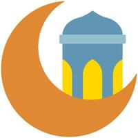 crescent moon and lantern icon vector