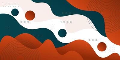 Geometric business banner design in green and dark orange. Creative banner design with wave and line shapes as template. Simple horizontal banner. Eps10 vector