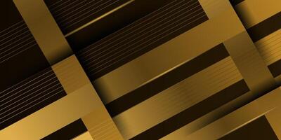 Abstract 3D overlapping dark background. Simple design with gold line pattern. Eps10 vector