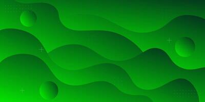 Dynamic color green wave textured background design in 3D style with simple pattern vector
