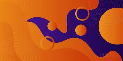 Modern orange purple geometric business banner design. Creative banner design with wave and circle shape as template. Simple horizontal banner. vector