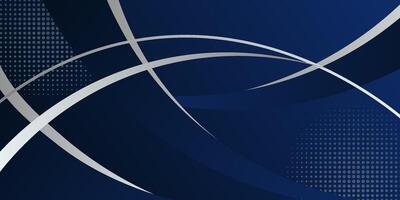 Dark blue abstract geometric 3D background. Blue elements with curved gradient pattern and white lines. Dynamic shapes composition. Eps10 vector