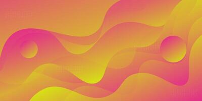 Abstract colorful orange and pink gradient background with wavy fluid shapes with geometric patterns. Eps10 vector