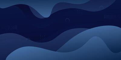 Dark blue wave geometric background. Blue elements with fluid gradient. Dynamic shape composition vector