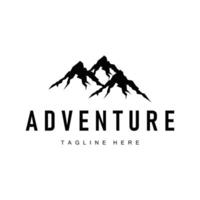 minimalist adventure design with simple mountain logo silhouette template vector