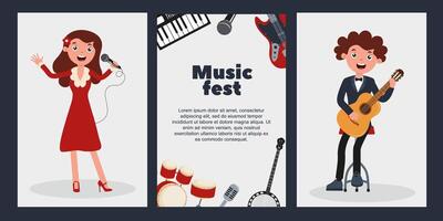 Exciting music fest features performers with various instruments and styles vector