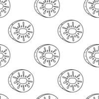 Fruit pattern design featuring repeated kiwi slices on a simple white background vector