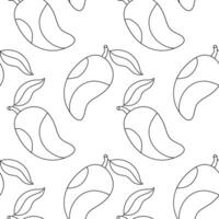 Mango fruit pattern with leaves on a white background for creative projects vector