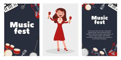 Celebrate music at a festive event featuring diverse instruments and lively performances vector
