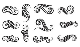 Engaging Body Tribal Tattoo Art Swill Ornament Featuring Vintage Decorative Abstract Waves and Ornamental Calligraphic Retro Patterns vector