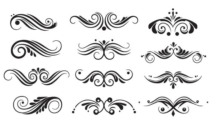 Vintage-Inspired Body Tribal Tattoo Art Swill Ornament with Elegant Calligraphic Retro Patterns and Artistic Decorative Abstract Waves