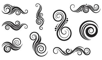 Creative Body Tribal Tattoo Art Swill Ornament Featuring Retro Scroll Waves and Intricate Decorative Abstract Elements for Tattoo Lovers vector