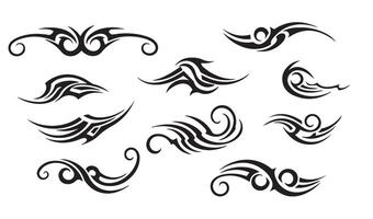 Mesmerizing Body Tribal Tattoo Art Swill Ornament Featuring Unique Vintage Scroll Waves and Expressive Calligraphic Abstract Patterns vector