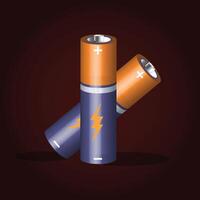 This illustration features two alkaline batteries,symbolizing stored energy, reliability,and power. The sleek design,complete with a lightning bolt symbol,represents electricity and high performance. vector