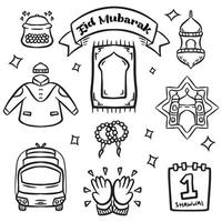 Could include small, decorative elements like hands in prayer, dates, or gift boxes vector