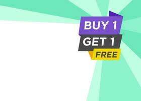 Promotional tag label design for advertisement with text Buy 1 Get 1 Free incorporated with stylist and colorful shape vector