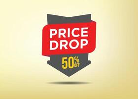 Price Drop tag label design text with stylist and colorful element, promotional for advertisement vector